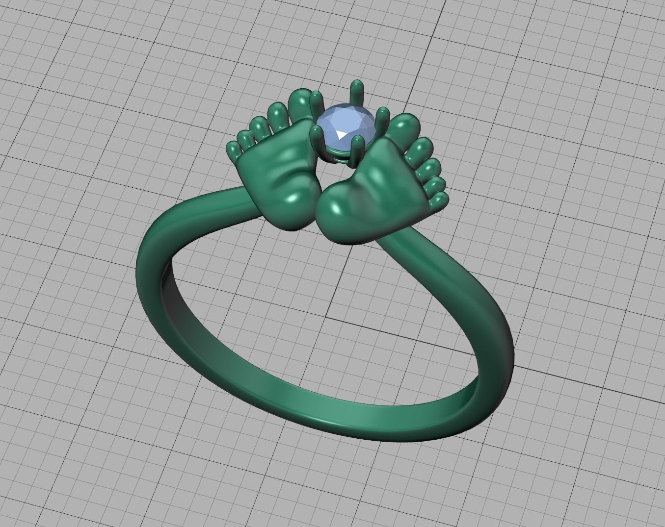 Baby Foot Ring Newborn Ring Birthstone 3dmodel 3D print model_19