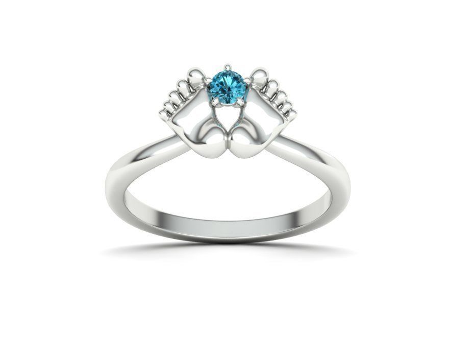 Baby Foot Ring Newborn Ring Birthstone 3dmodel 3D print model_4
