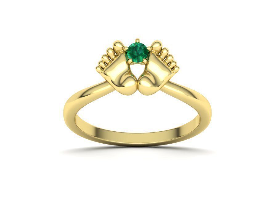 Baby Foot Ring Newborn Ring Birthstone 3dmodel 3D print model_7