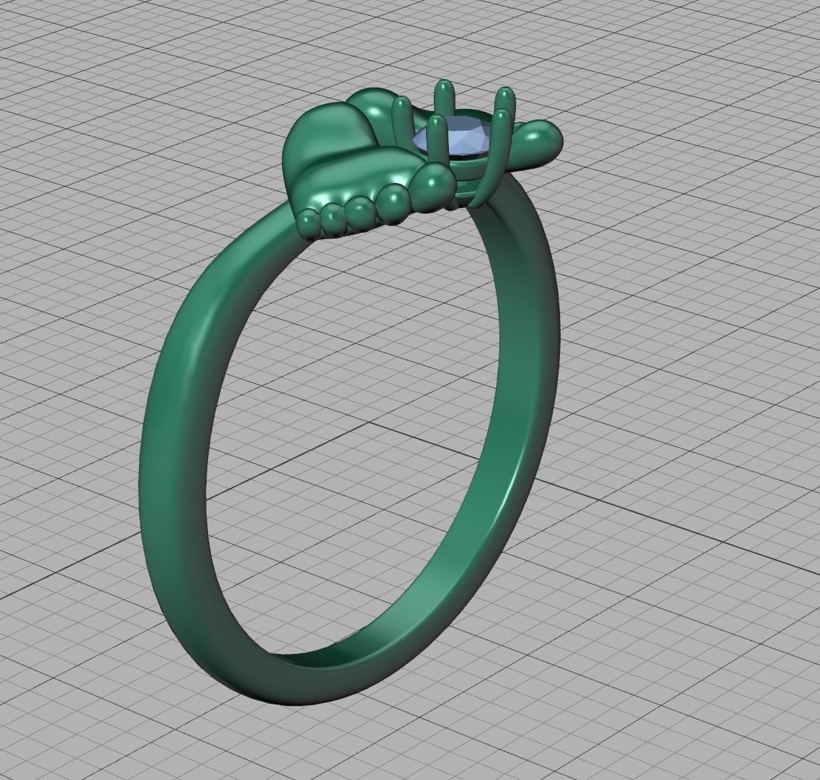 Baby Foot Ring Newborn Ring Birthstone 3dmodel 3D print model_21
