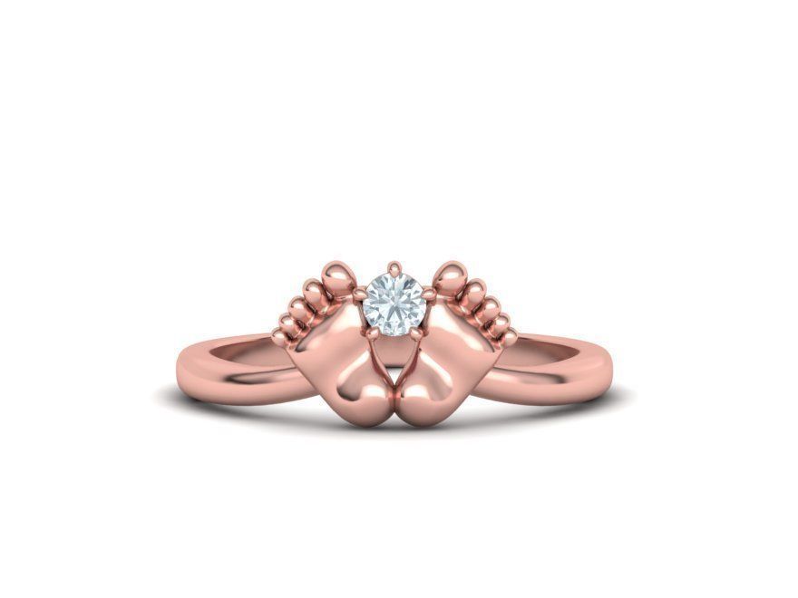 Baby Foot Ring Newborn Ring Birthstone 3dmodel 3D print model_11