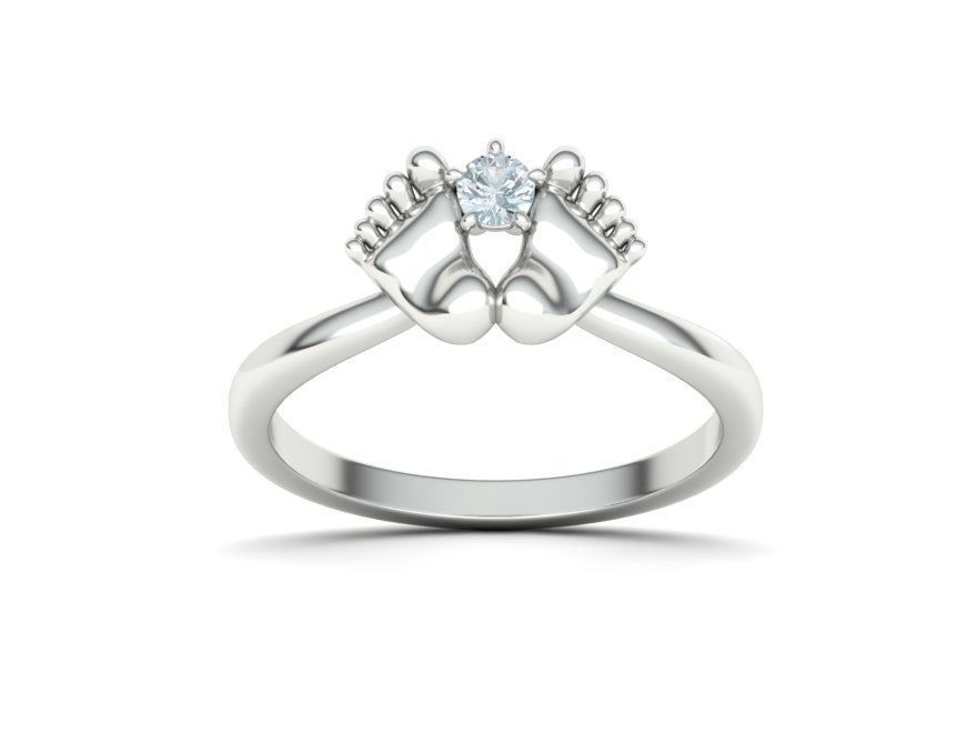 Baby Foot Ring Newborn Ring Birthstone 3dmodel 3D print model_5