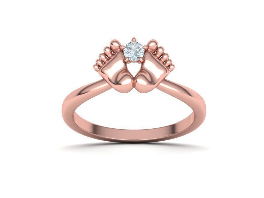 Baby Foot Ring Newborn Ring Birthstone 3dmodel 3D print model_2