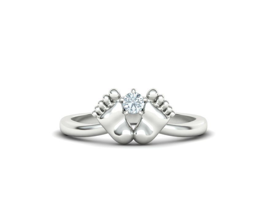 Baby Foot Ring Newborn Ring Birthstone 3dmodel 3D print model_13