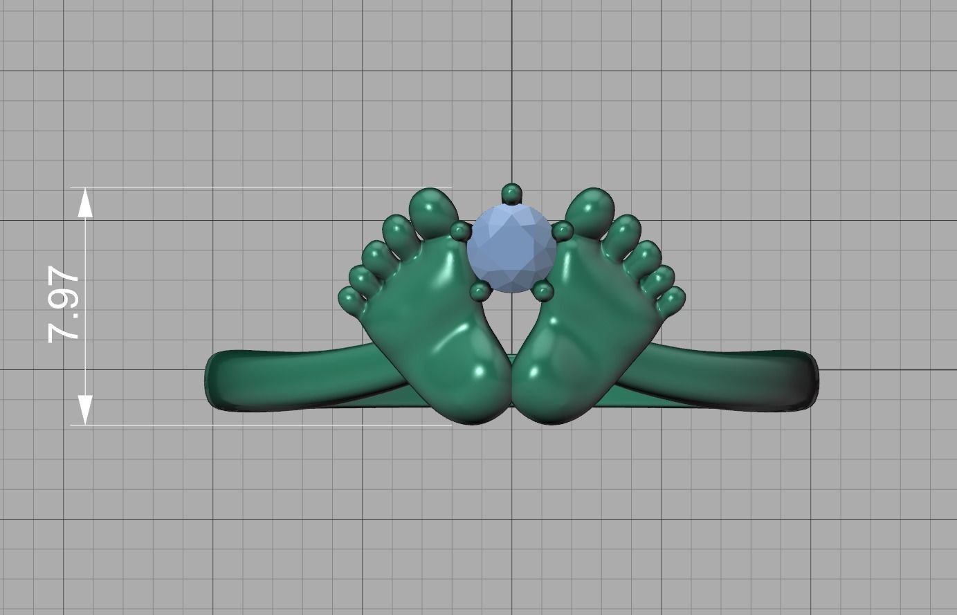 Baby Foot Ring Newborn Ring Birthstone 3dmodel 3D print model_18