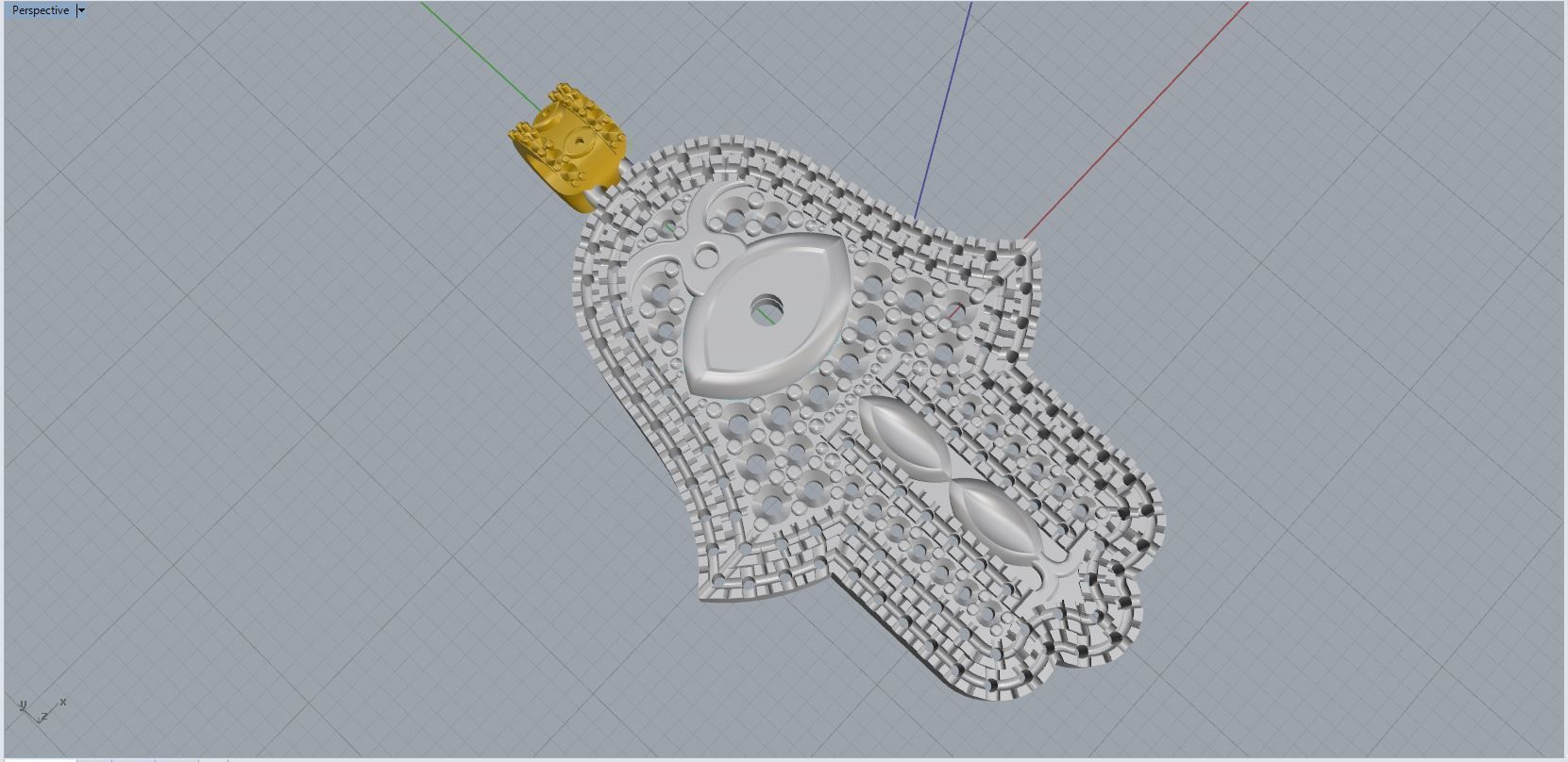 Hamsa hand Pendant Full Stones 3D print model_5