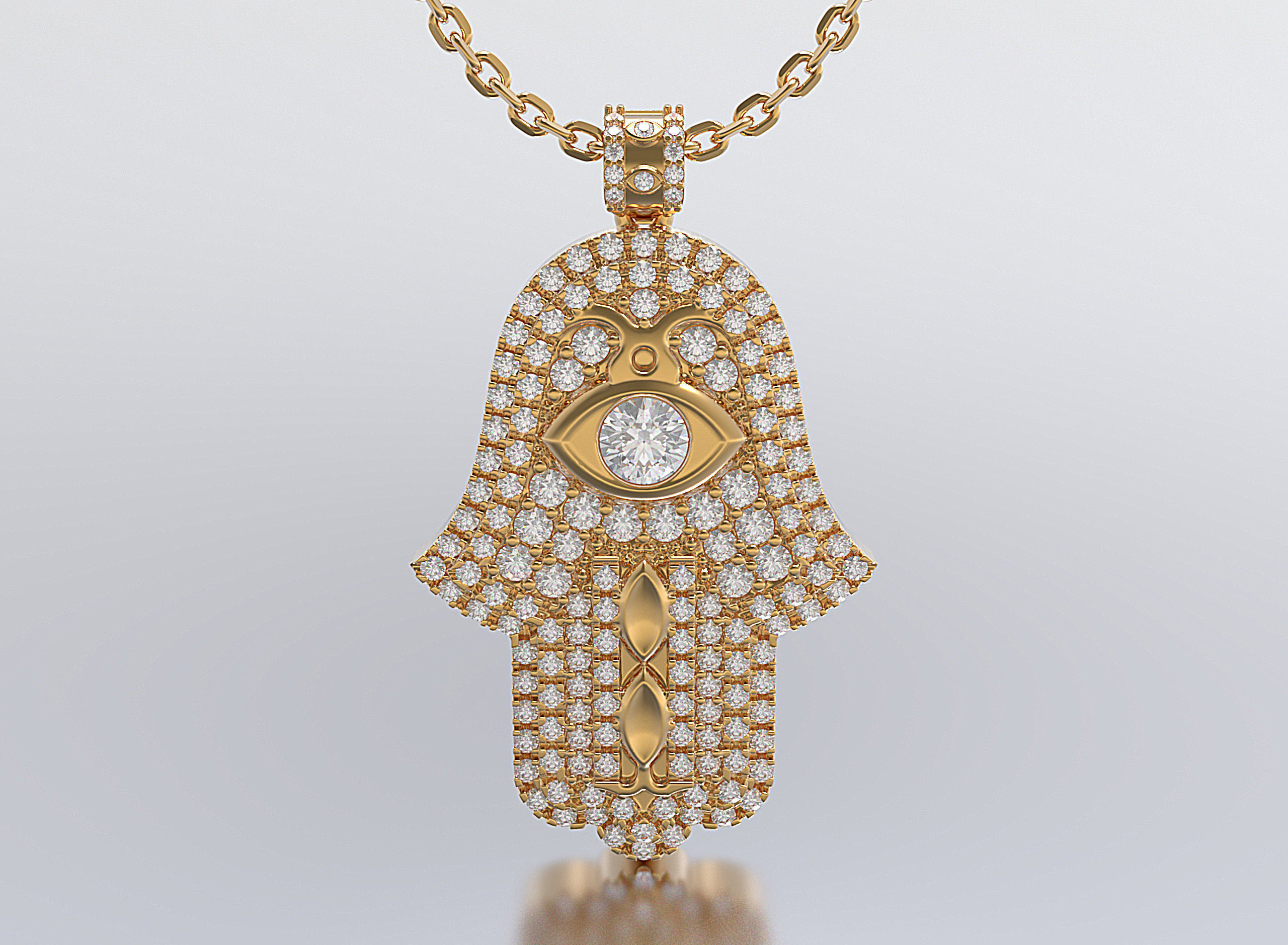 Hamsa hand Pendant Full Stones 3D print model_1