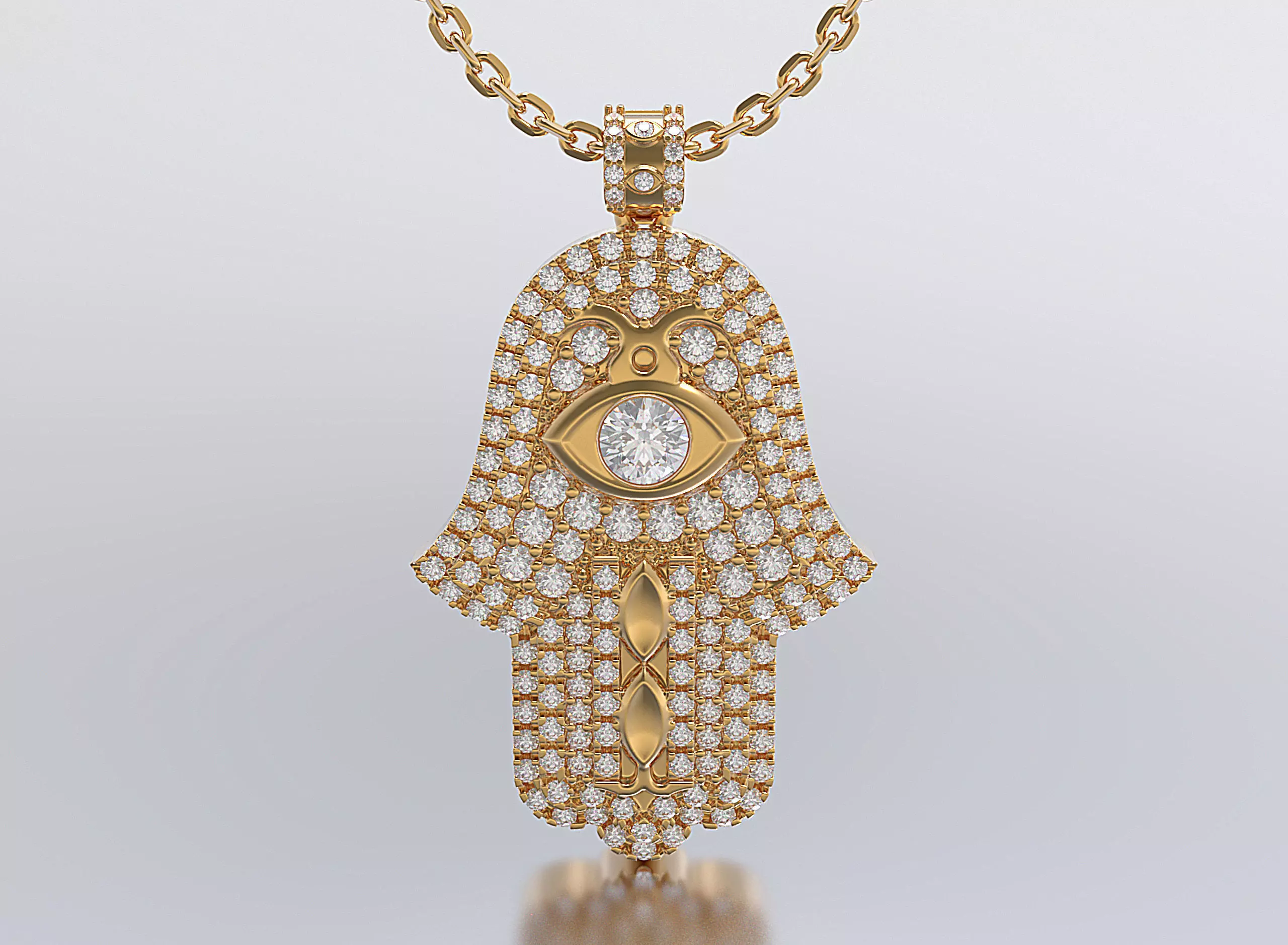 Hamsa hand Pendant Full Stones 3D print model_0