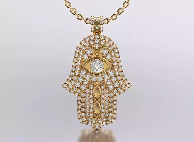 Hamsa hand Pendant Full Stones 