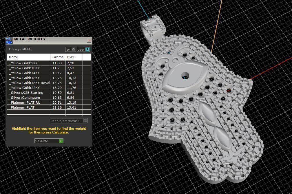 Hamsa hand Pendant Full Stones 3D print model_8