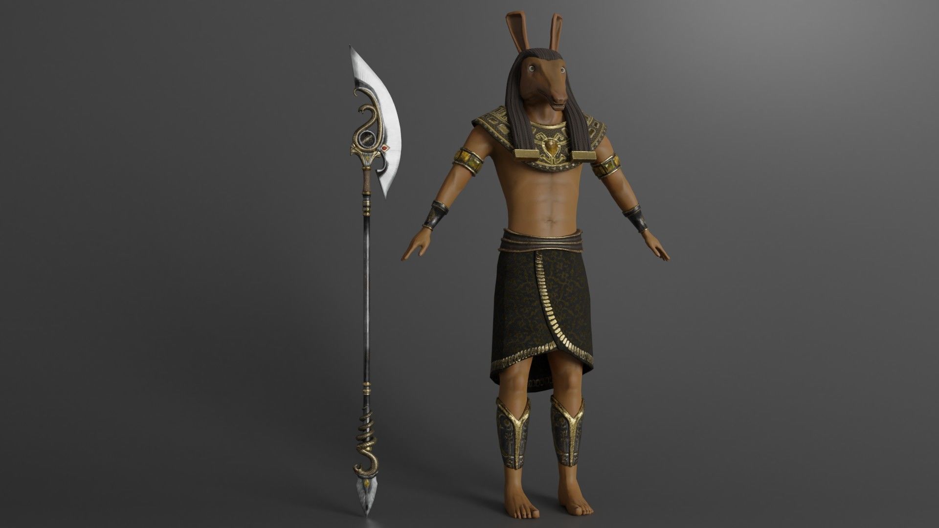 Character God Seth Low-poly 3D model_3