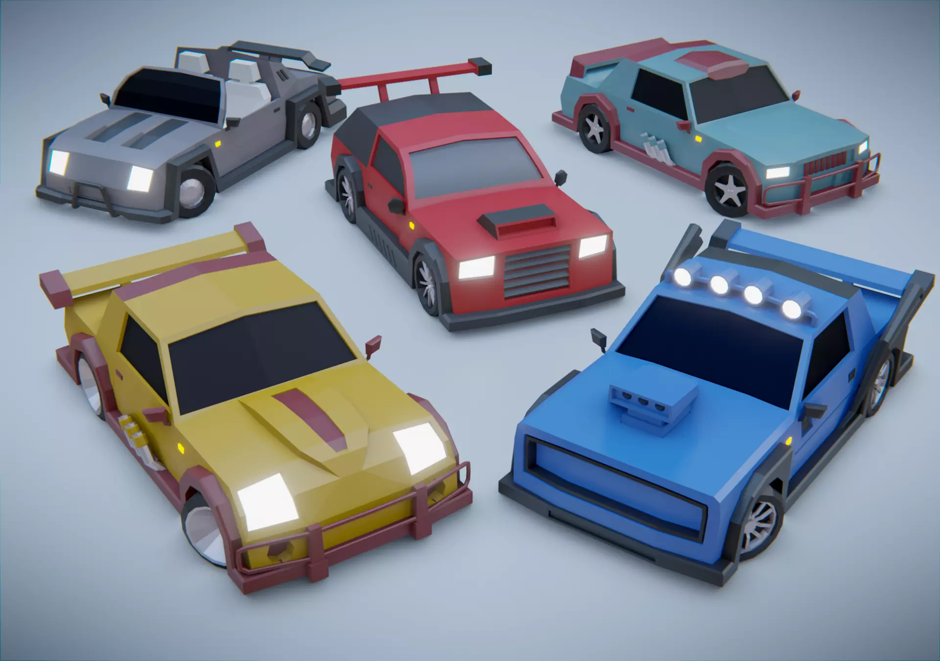 customizable race car Low-poly 3D model_0