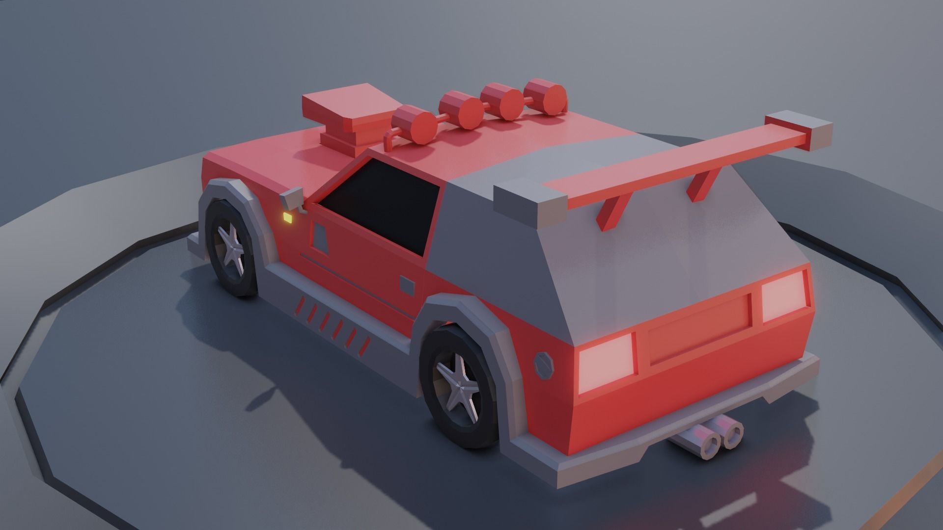 customizable race car Low-poly 3D model_18