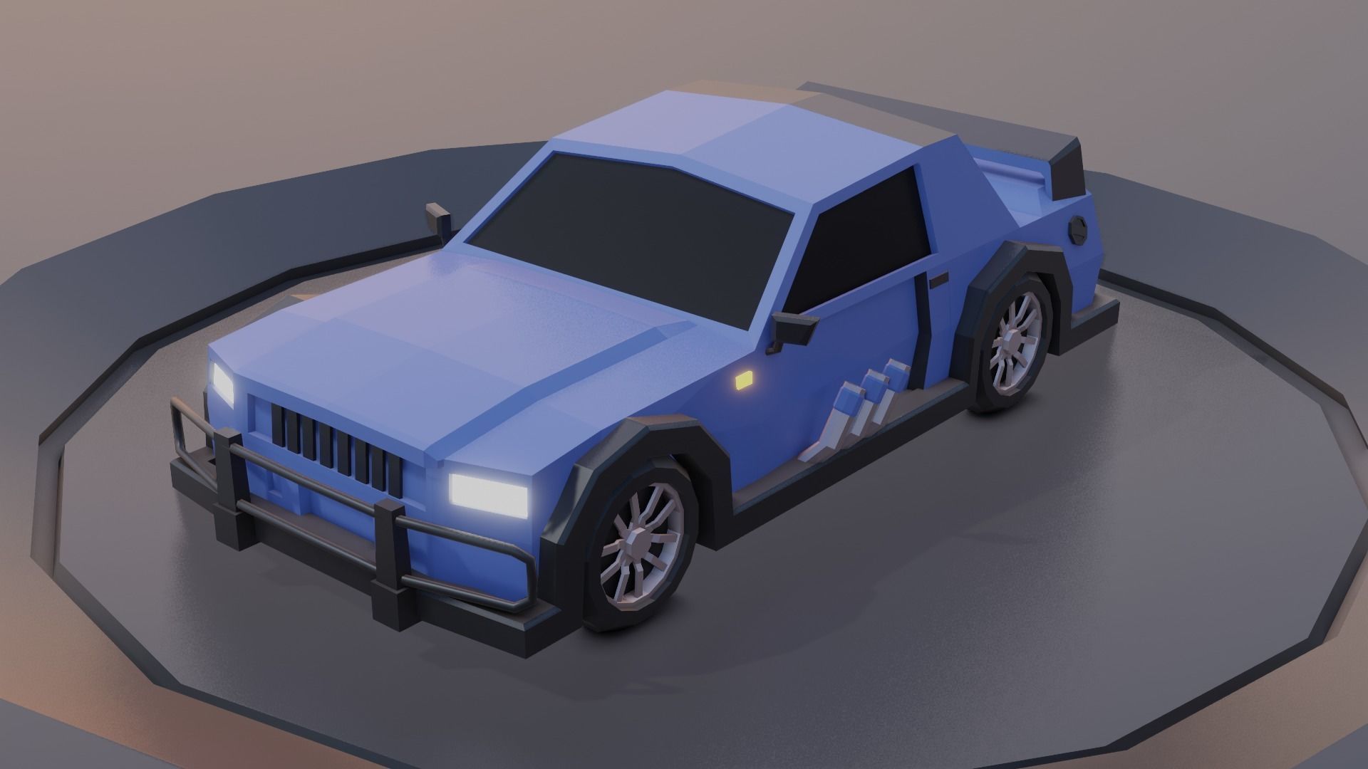 customizable race car Low-poly 3D model_4