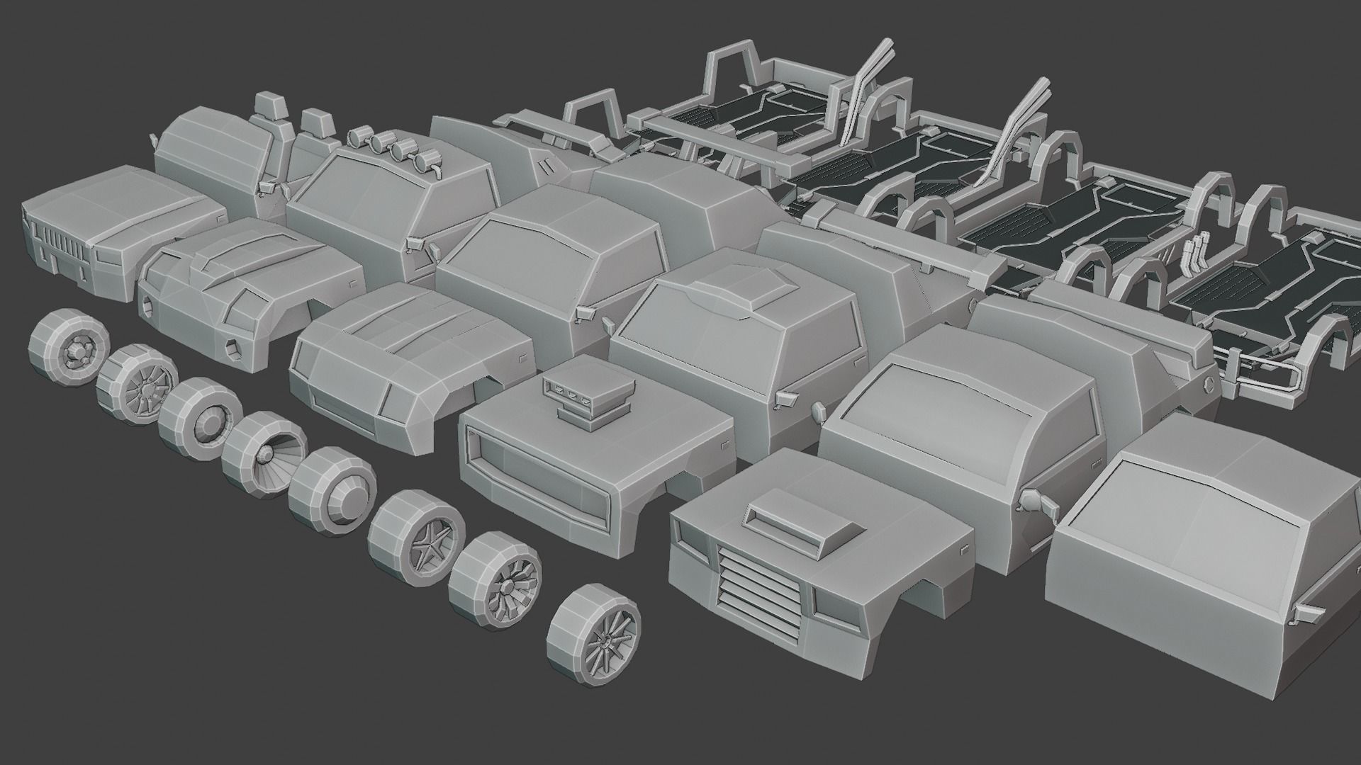 customizable race car Low-poly 3D model_3