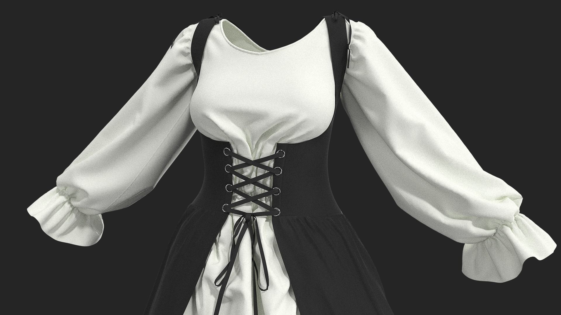 Medieval dress 1 Marvelous Designer project 3D model_1