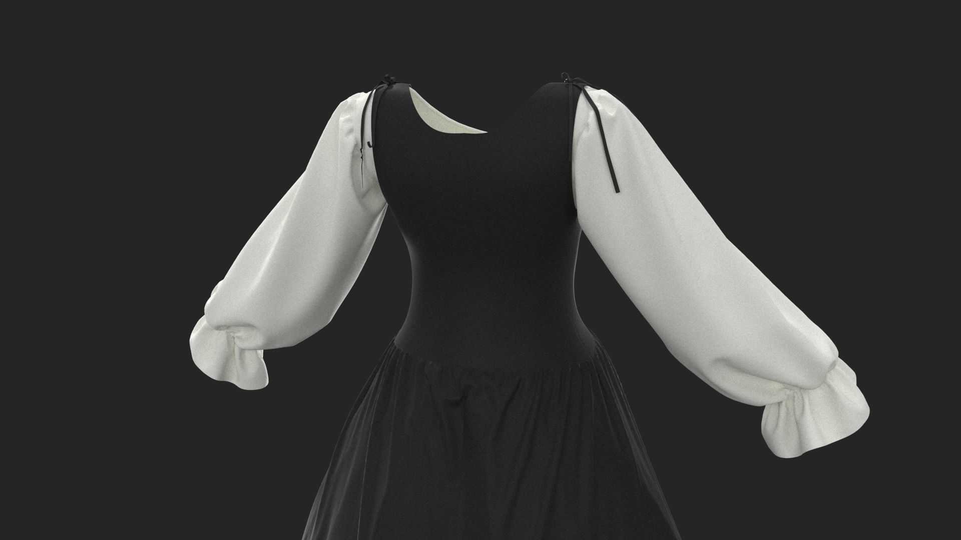 Medieval dress 1 Marvelous Designer project 3D model_3