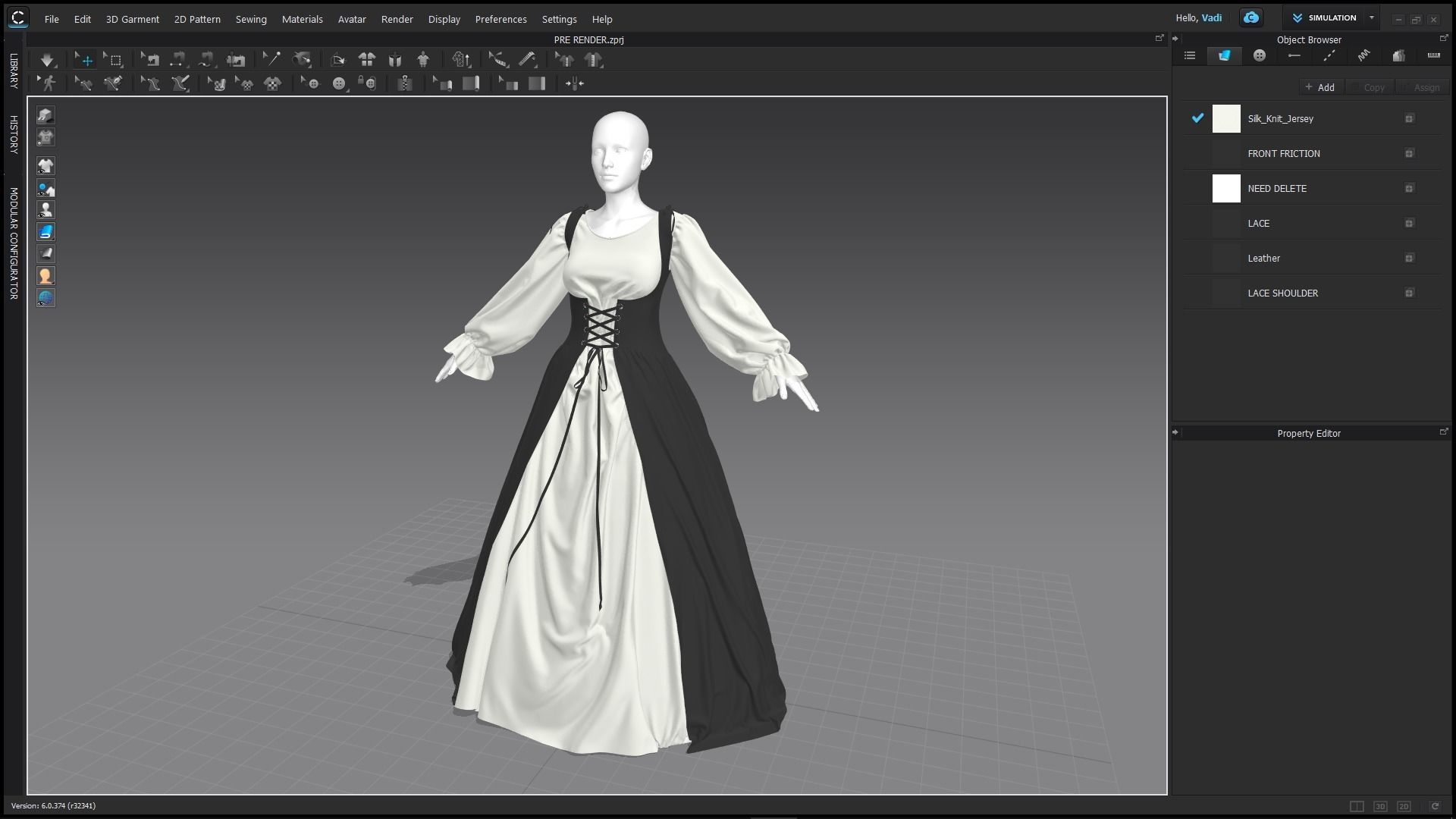 Medieval dress 1 Marvelous Designer project 3D model_4