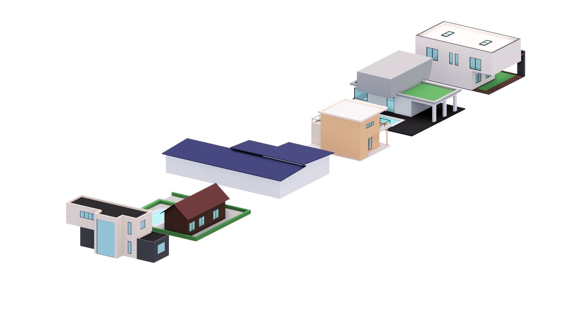 Low Poly Building Set - 15 Building 3D Model Collection_52