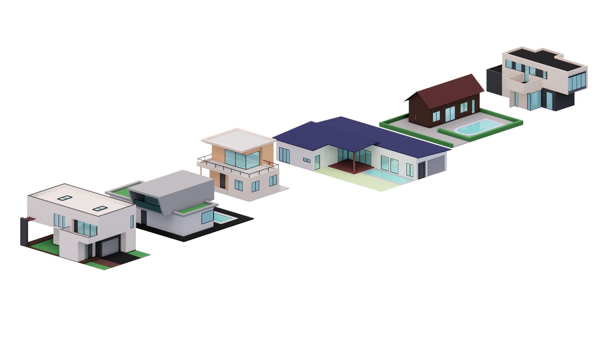 Low Poly Building Set - 15 Building 3D Model Collection_56