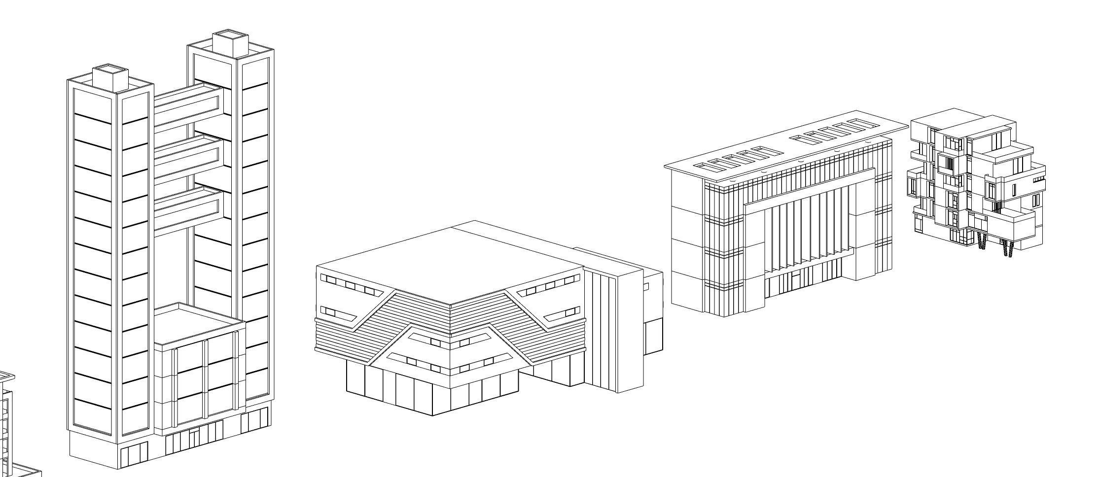 Low Poly Building Set - 15 Building 3D Model Collection_36