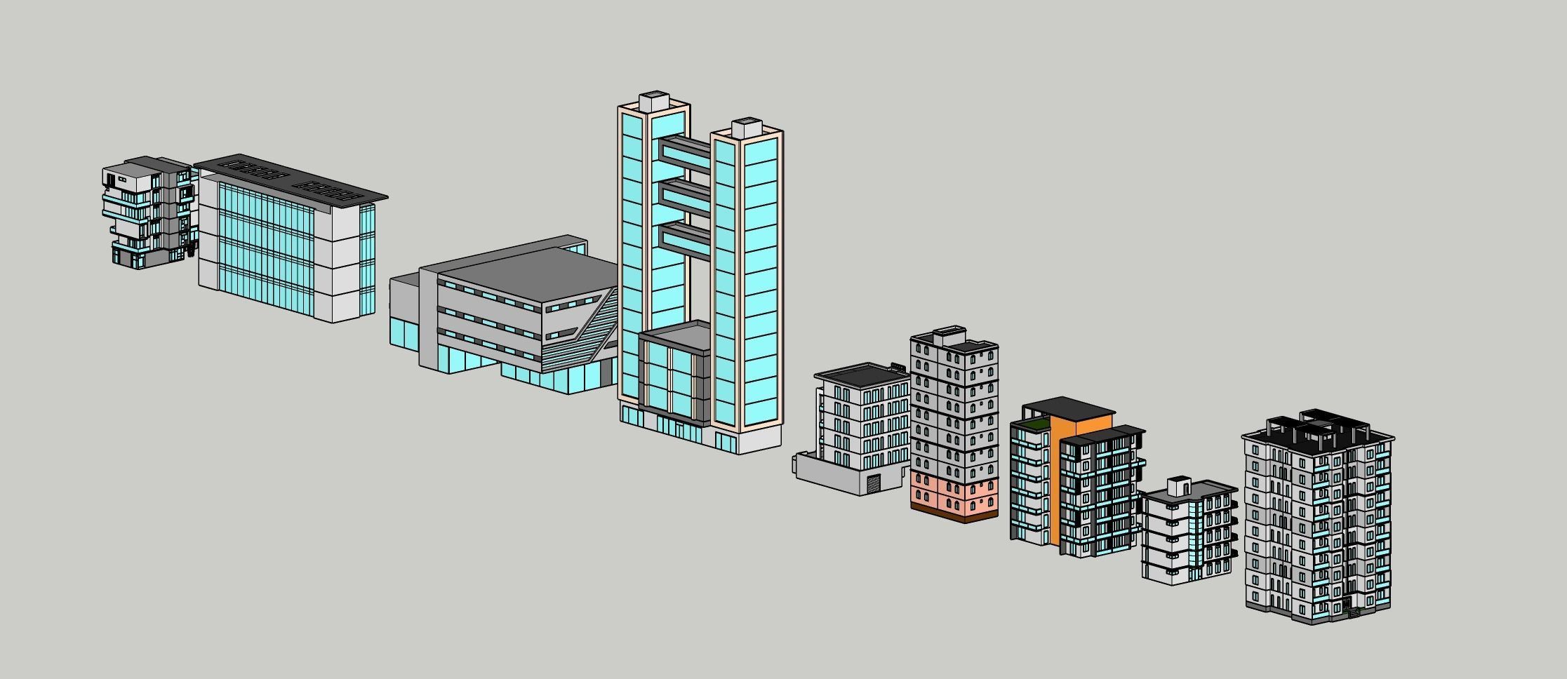 Low Poly Building Set - 15 Building 3D Model Collection_18