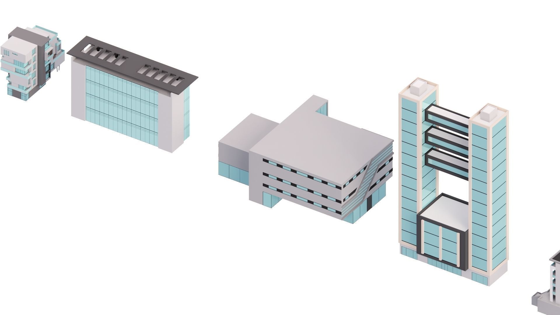 Low Poly Building Set - 15 Building 3D Model Collection_70