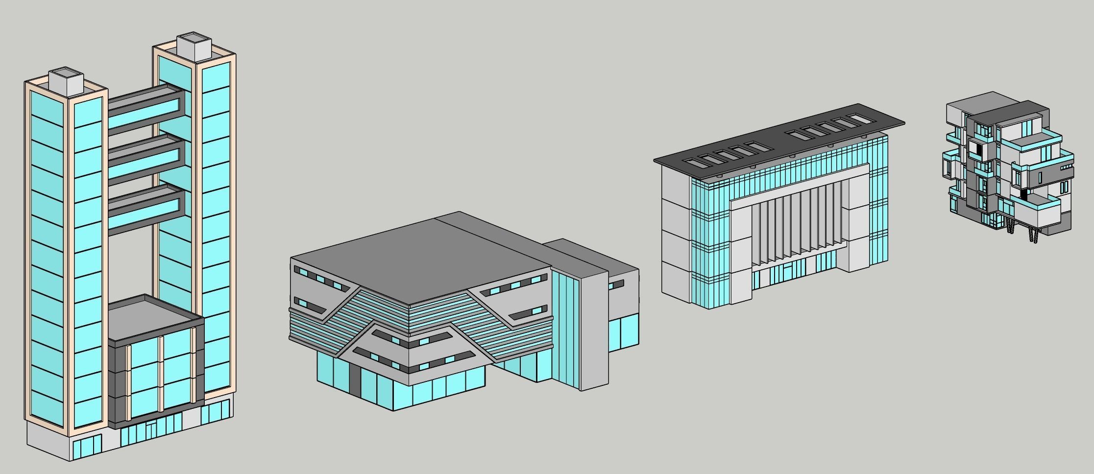 Low Poly Building Set - 15 Building 3D Model Collection_20