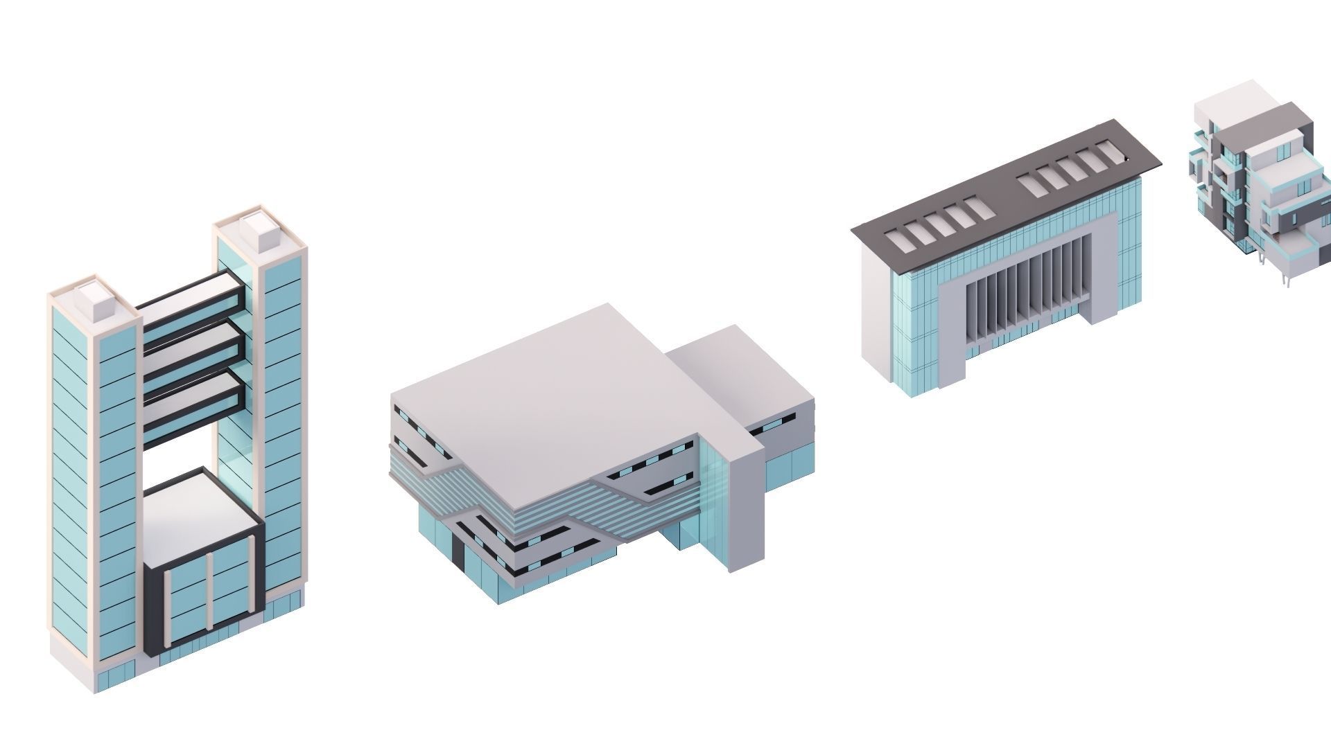 Low Poly Building Set - 15 Building 3D Model Collection_72