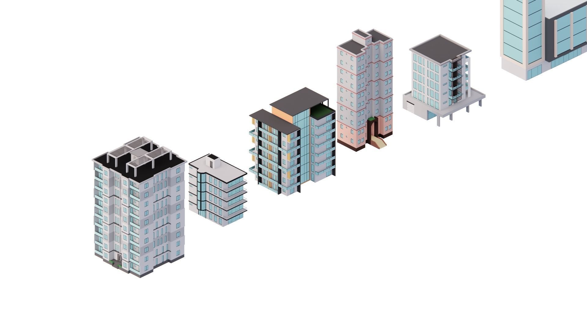 Low Poly Building Set - 15 Building 3D Model Collection_71