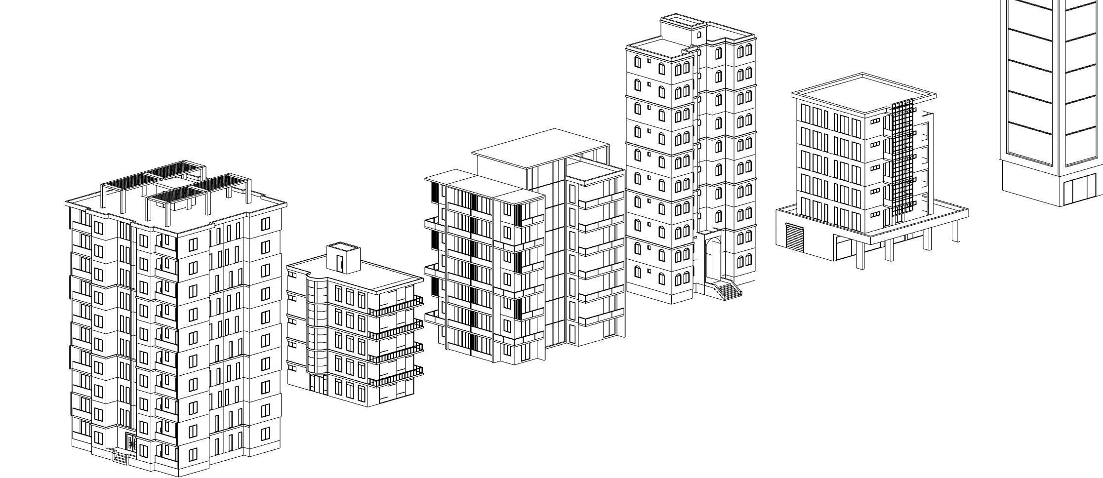 Low Poly Building Set - 15 Building 3D Model Collection_42
