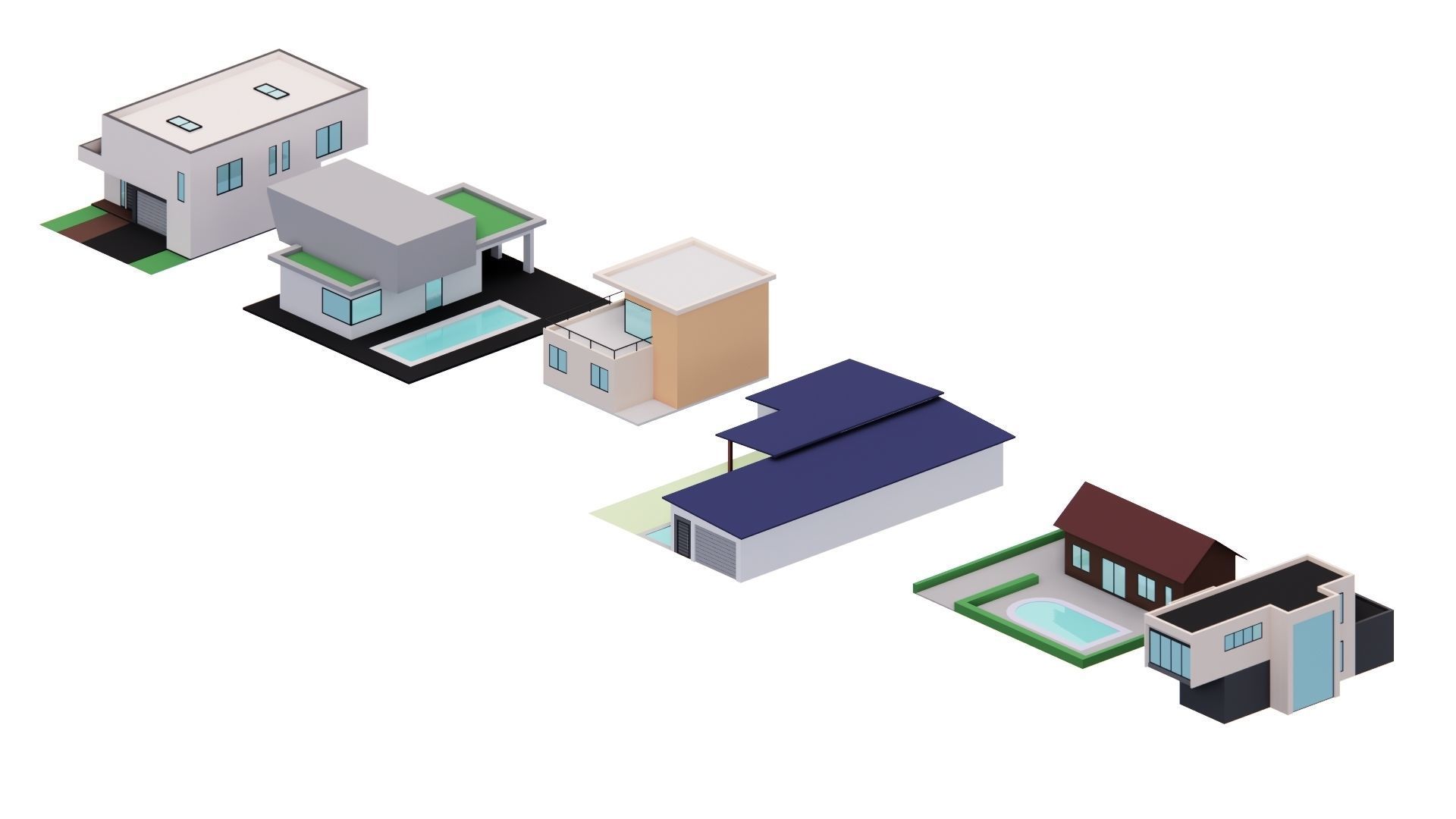 Low Poly Building Set - 15 Building 3D Model Collection_63