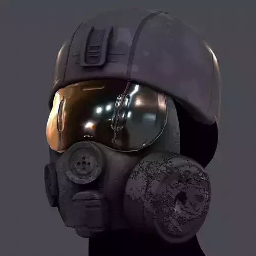 Gas mask helmet 3d model scifi Low-poly 