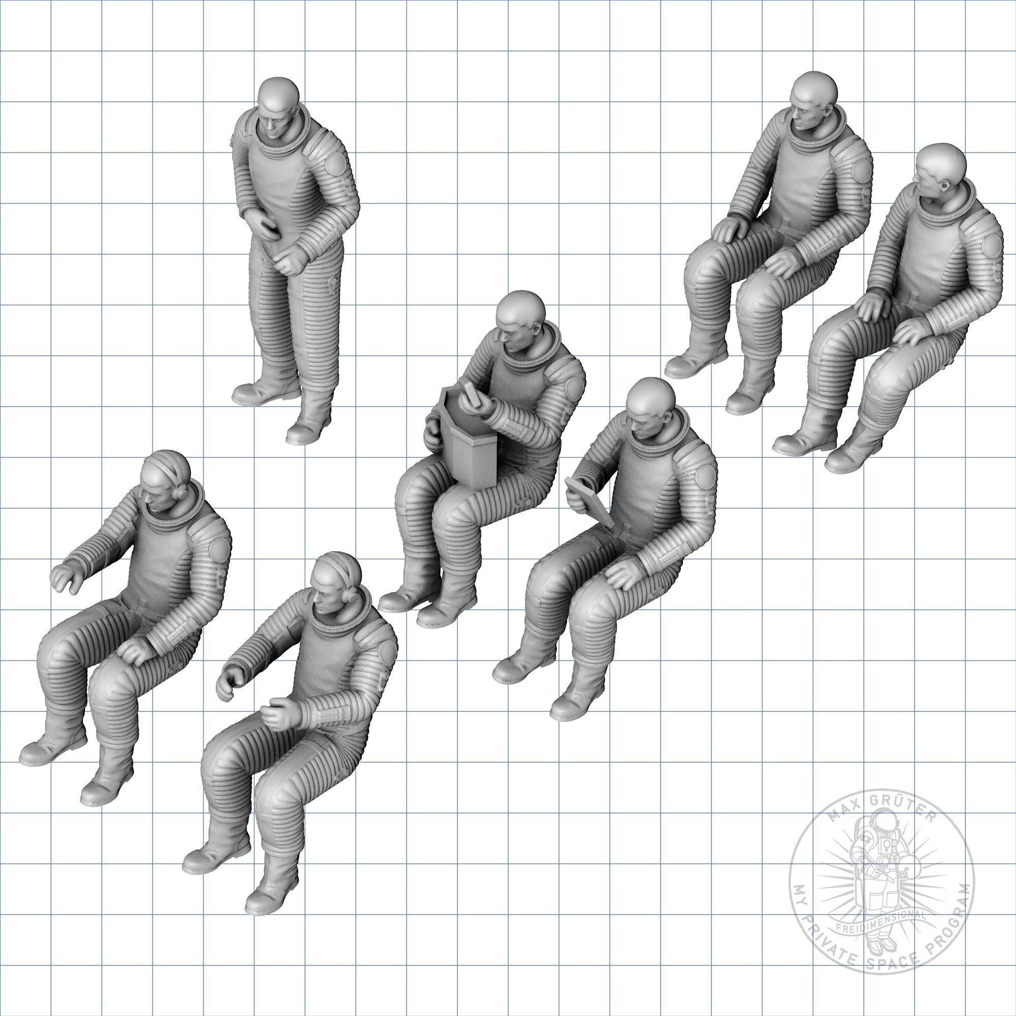 Lunar Astronaut Set - 2001 A Space Odyssey 3D print model_1