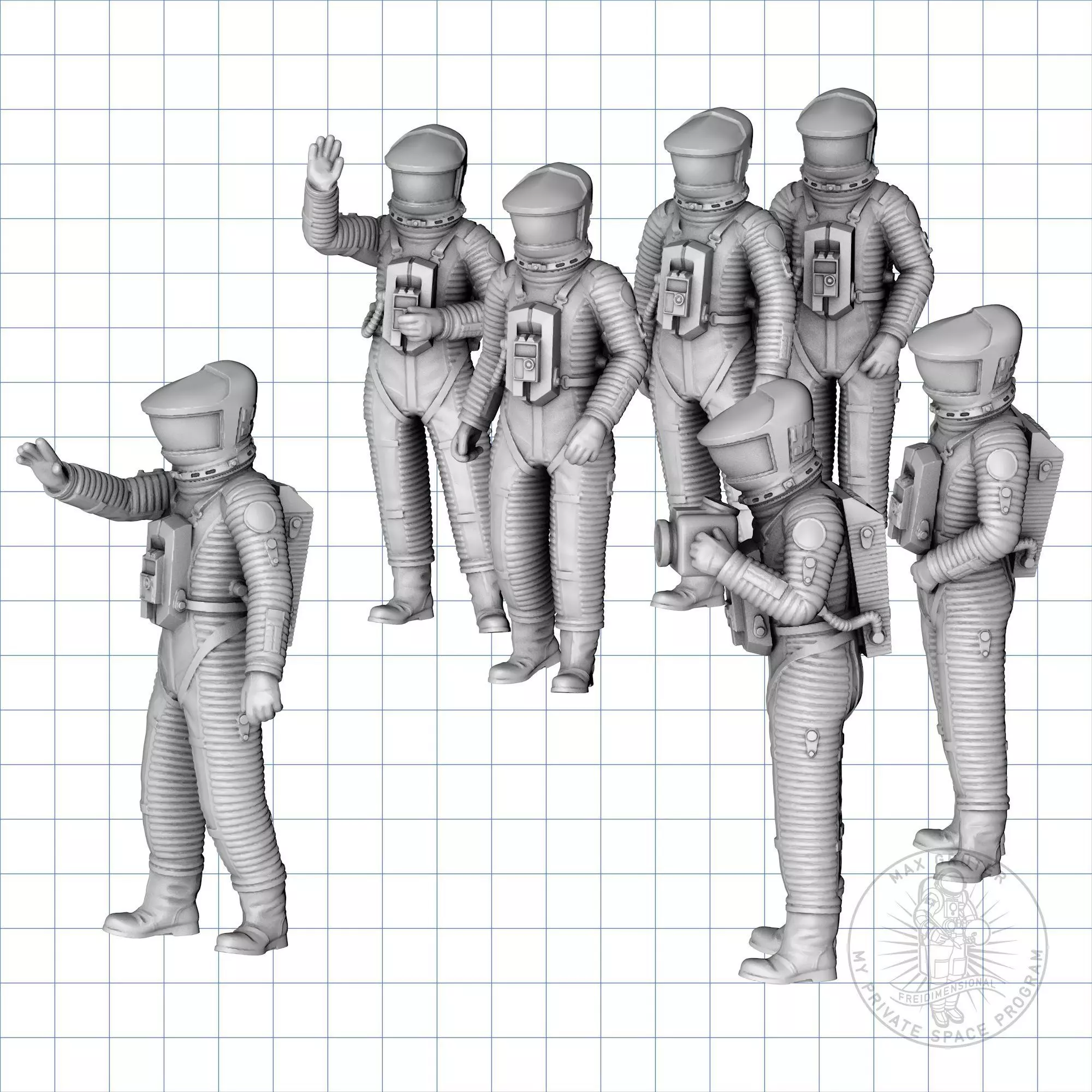 Lunar Astronaut Set - 2001 A Space Odyssey 3D print model_0
