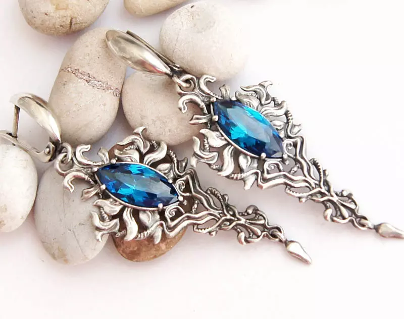 Long evening earrings with marquise cut stones 3D print model
