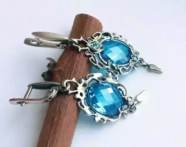 Dangle earrings for oval stones 3D print model