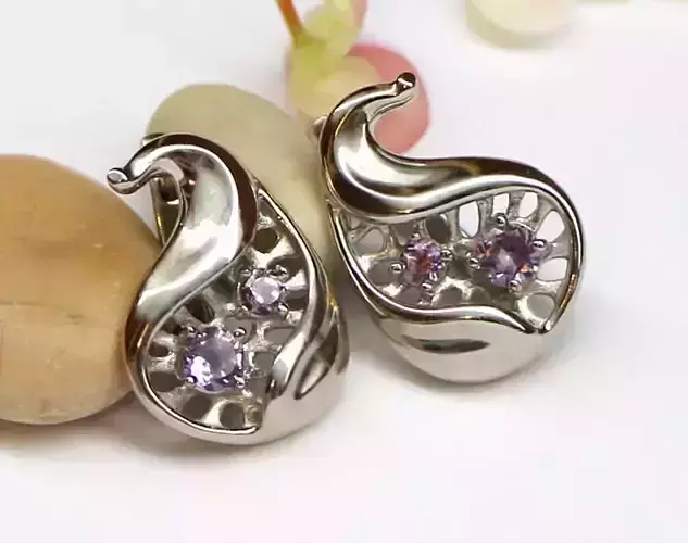 Earrings in the form of fig fruits with small stones 3D print model