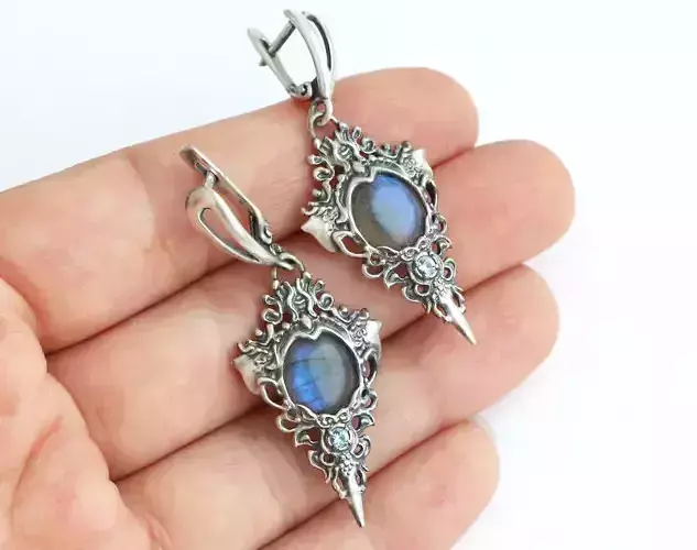 Dangle earrings in a vintage or fantasy style 3D print model