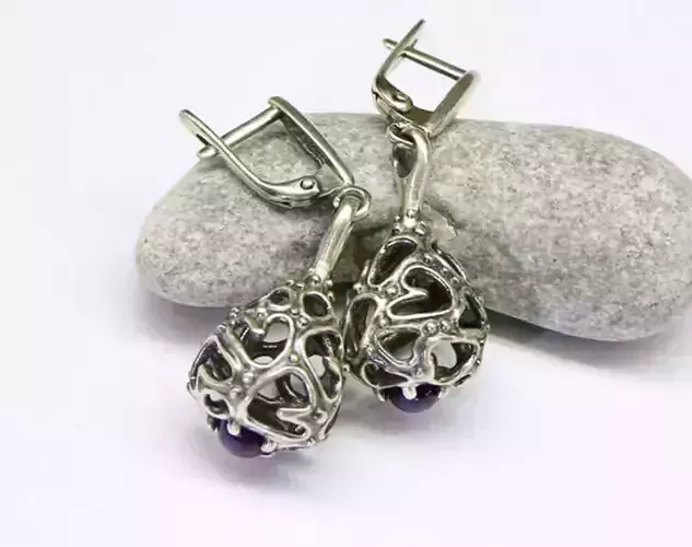 Dangle earrings with organic pattern 3D print model