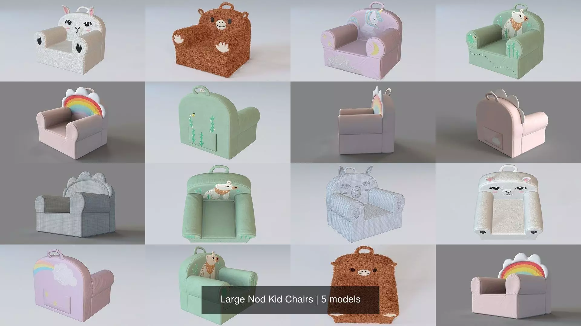 Large Nod Kid Chairs 3D Model Collection_0