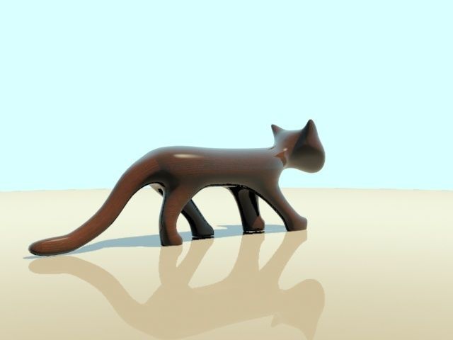 wooden cat max Low-poly 3D model_2