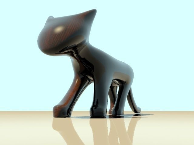wooden cat max Low-poly 3D model_1