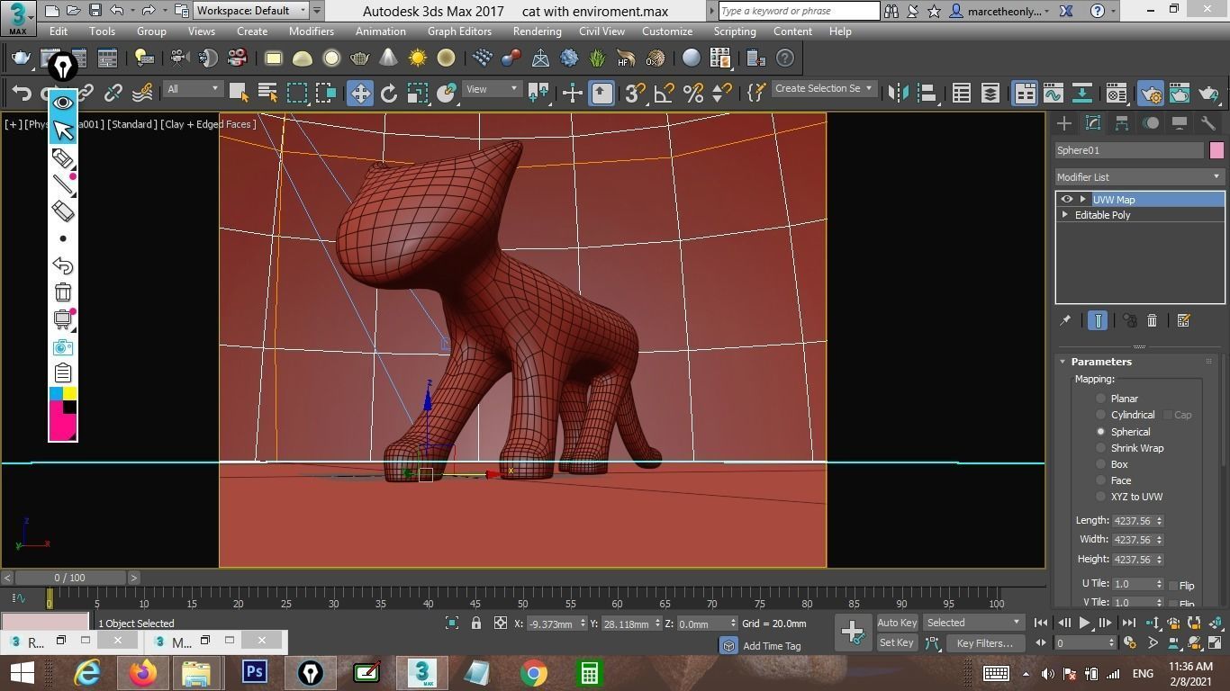 wooden cat max Low-poly 3D model_3