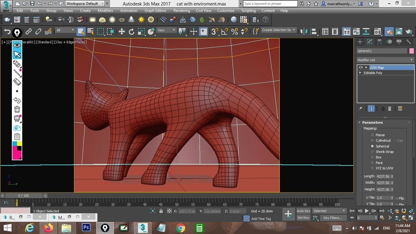 wooden cat max Low-poly 3D model_5