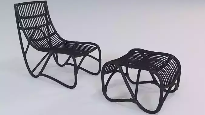 Safavieh Shenandoah Rattan Chair With Ottoman