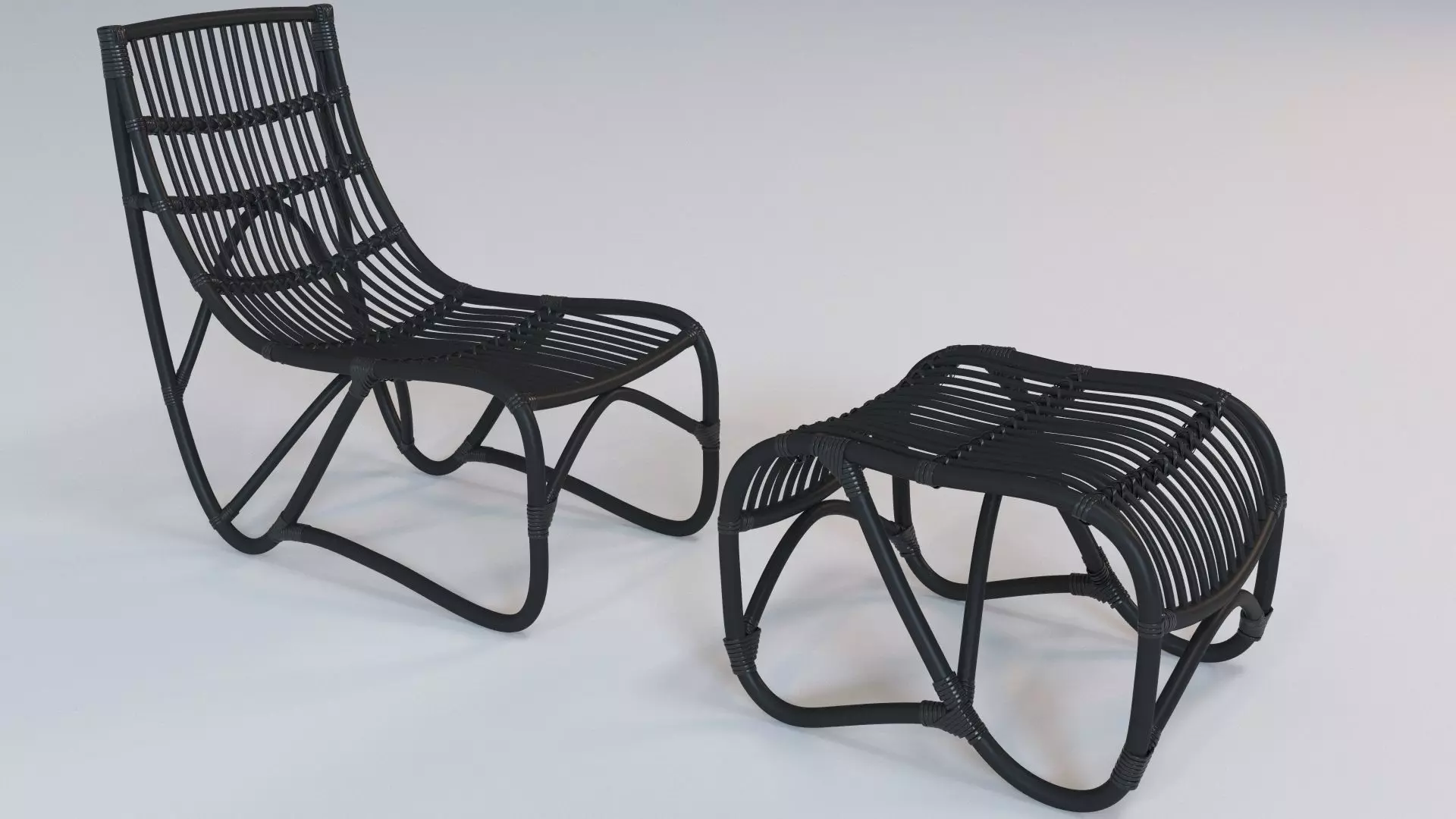 Safavieh Shenandoah Rattan Chair With Ottoman 3D model