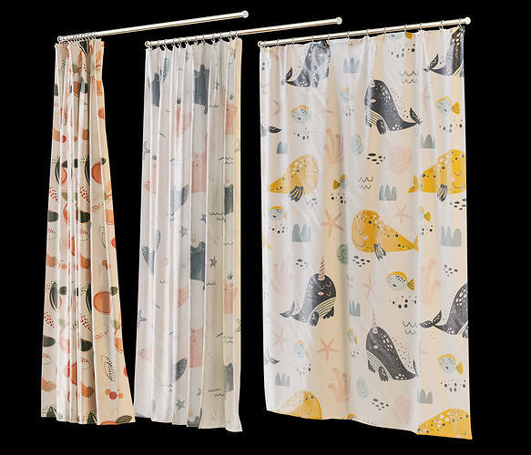 Shower curtain 6 prints 3 position 3D model