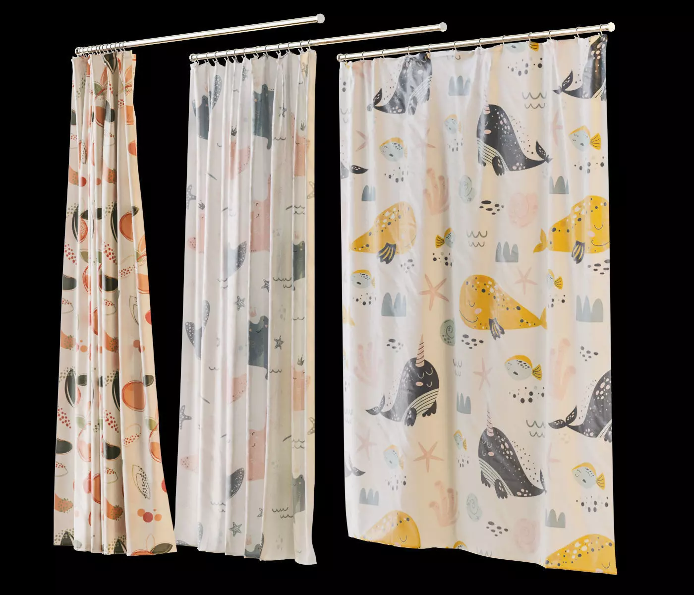 Shower curtain 6 prints 3 position 3D model_0