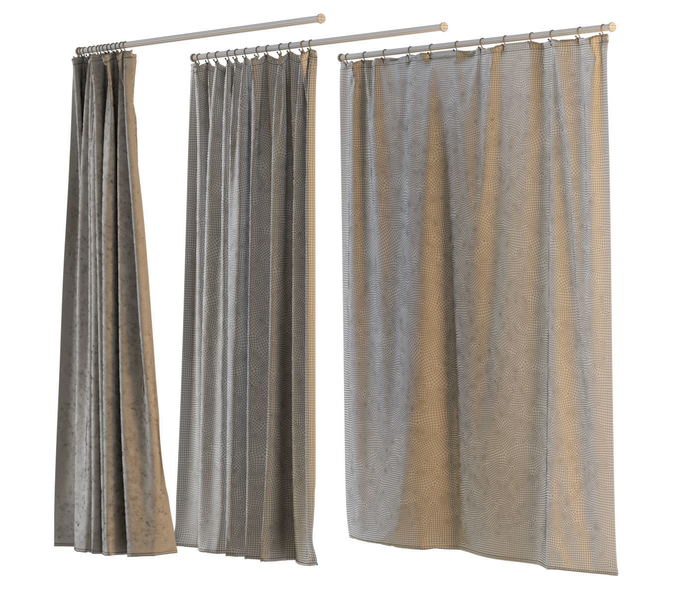 Shower curtain 6 prints 3 position 3D model_7